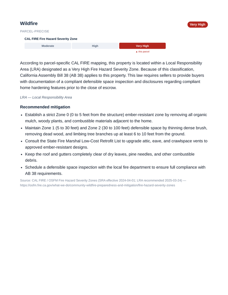 Hazard detail with sources